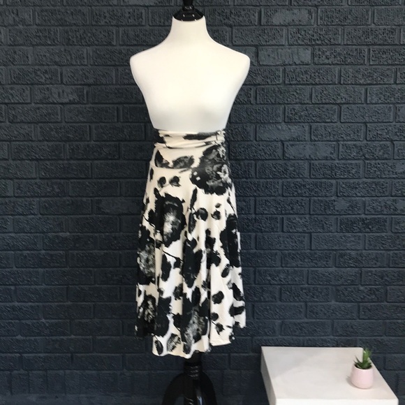 Black&White floral midi skirt dress J Crew Sz XS - Picture 1 of 3